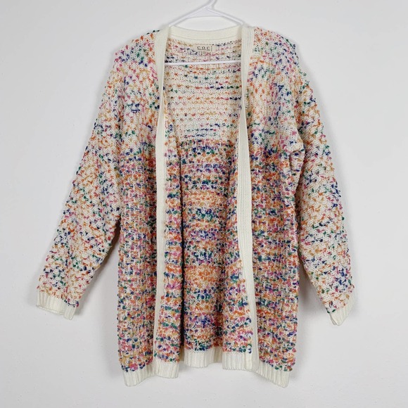 C.O.C White Colorful Crochet Knit Cardigan - Picture 1 of 6